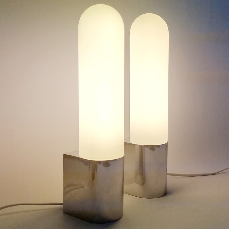 Pair of vintage opal glass wall lamps by Limburg, Germany 1970s