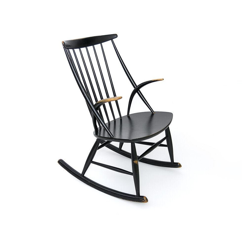 Vintage rocking chair by Illum Wikkelso for Niels Eilersen, Denmark 1959