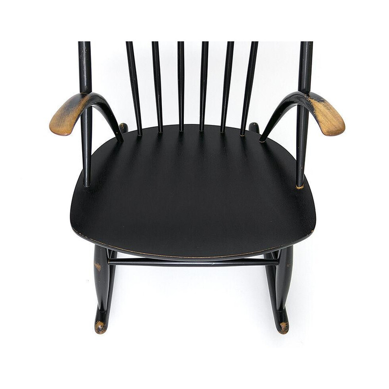 Chaise à bascule vintage par Illum Wikkelso pour Niels Eilersen, Danemark 1959
