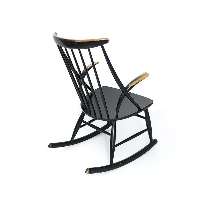 Cadeira de balanço Vintage por Illum Wikkelso para Niels Eilersen, Dinamarca 1959