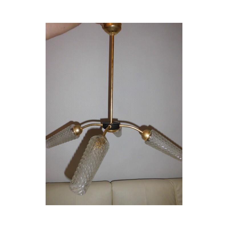 Golden spider pendant lamp in brass - 1960s