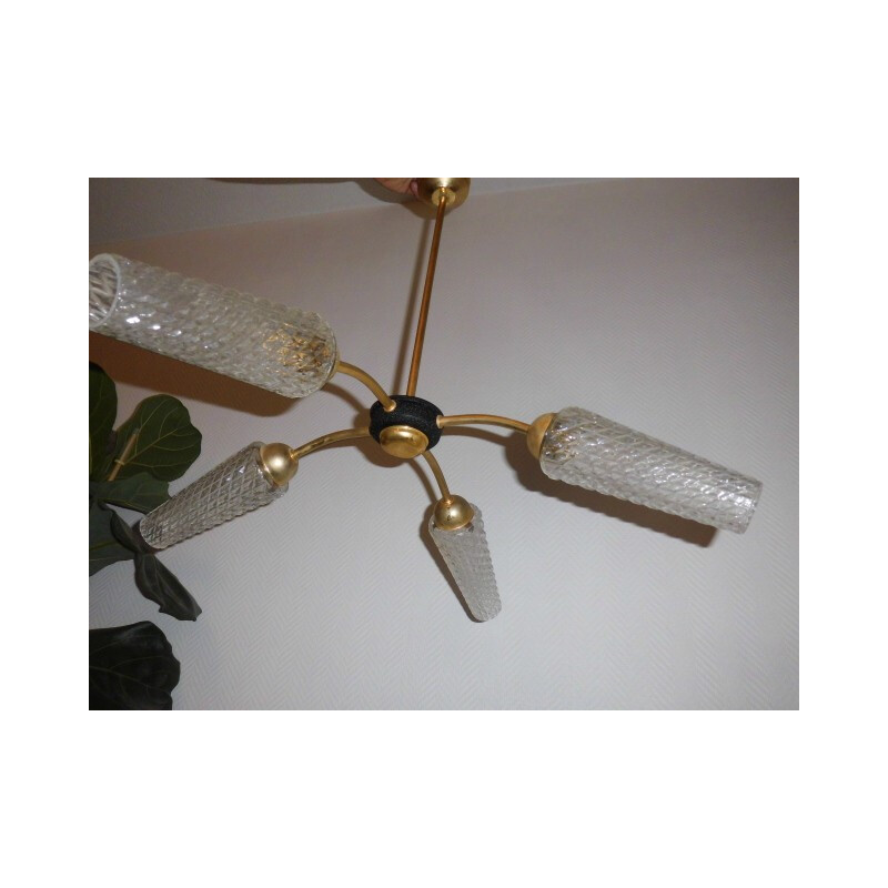 Golden spider pendant lamp in brass - 1960s