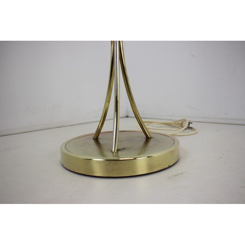 Vintage floor lamp in brass, plastic and leather, Czechoslovakia 1960
