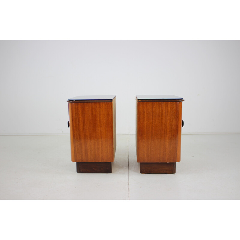 Pair of vintage wooden night stands by Jindrich Halabala, Czechoslovakia 1950