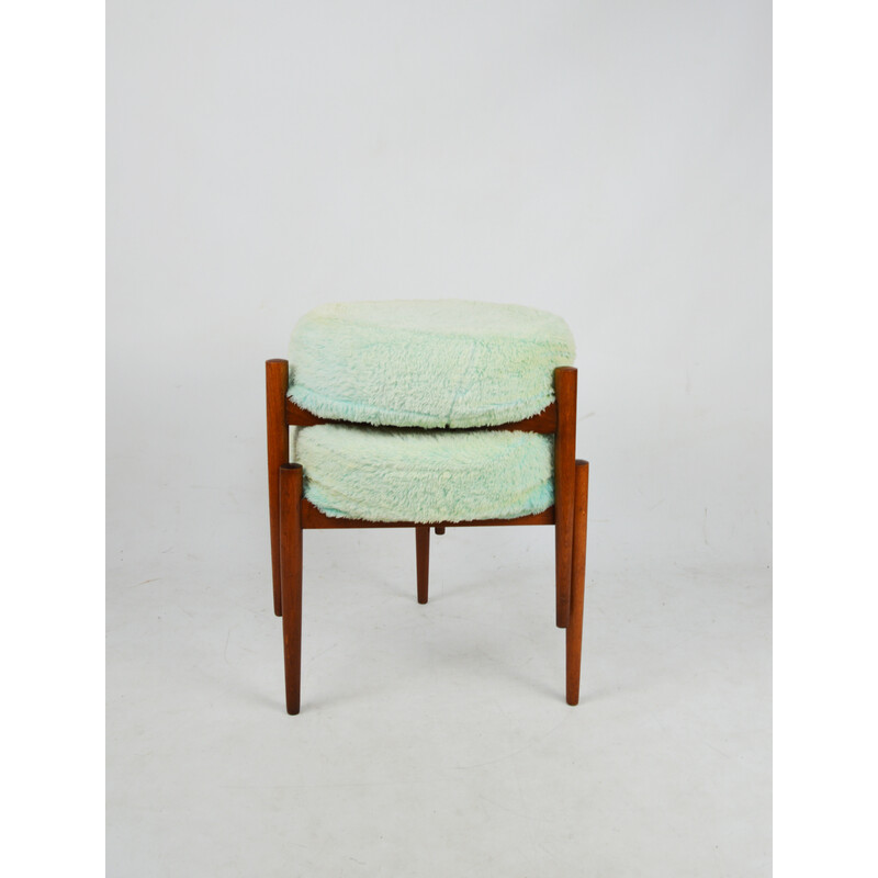 Vintage Scandinavian stool in pistachio and wood, 1970s