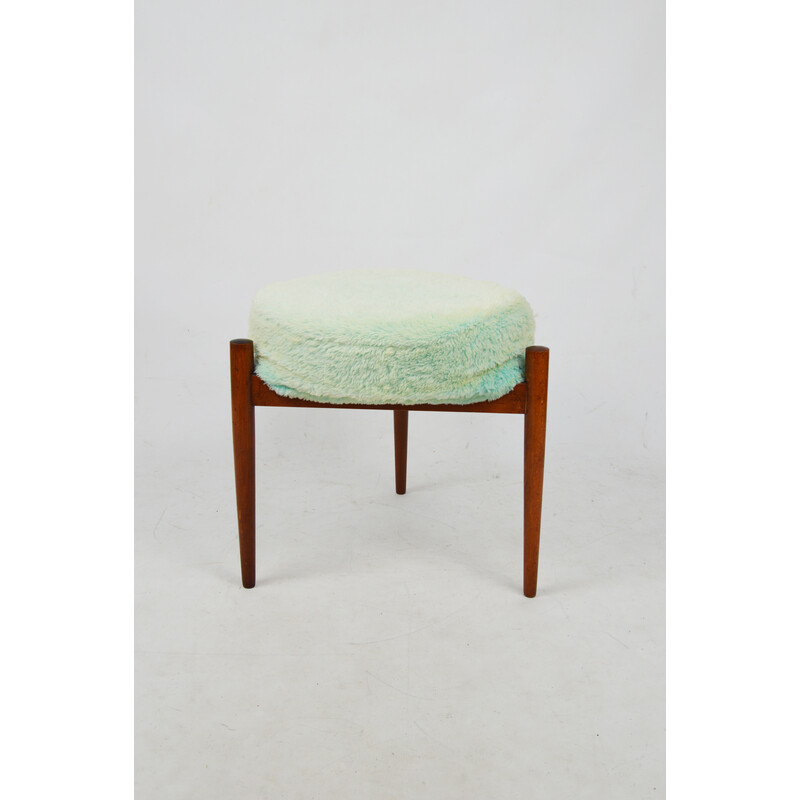 Vintage Scandinavian stool in pistachio and wood, 1970s