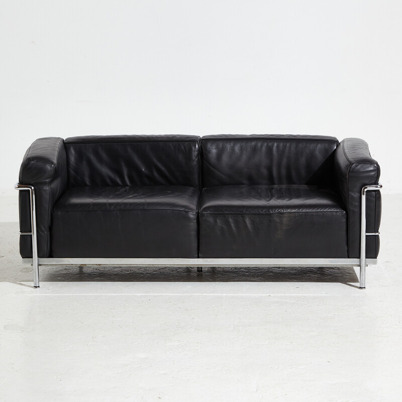 Sofá de couro Vintage de dois lugares "Lc3" para Cassina, 2000s