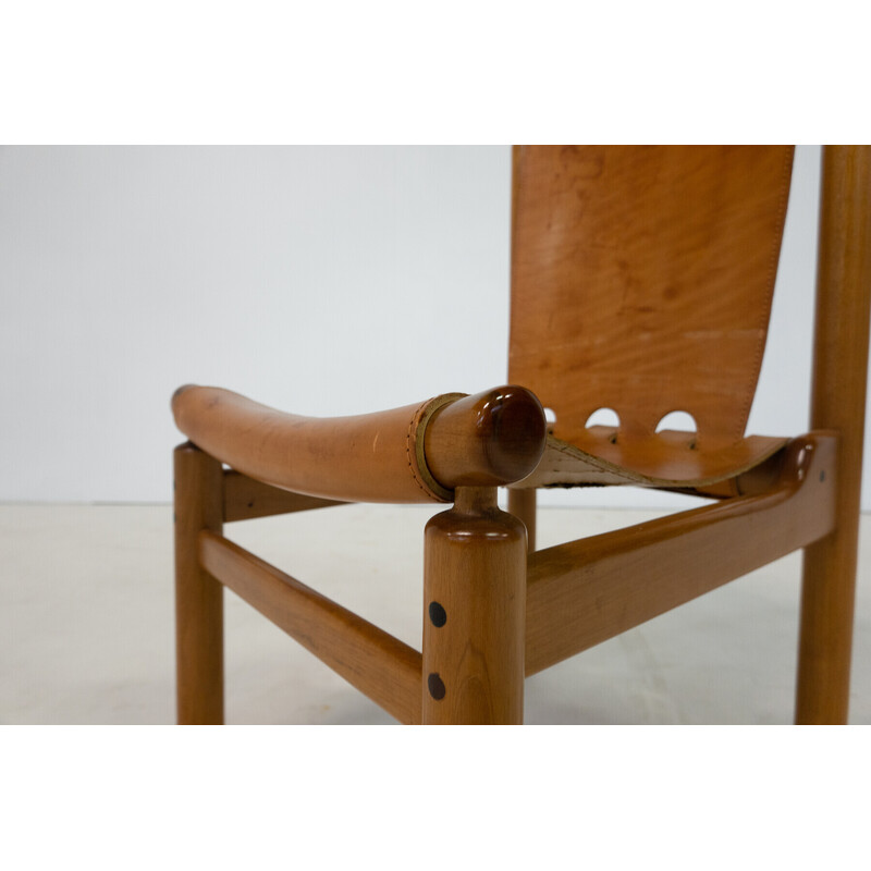 Ensemble de 6 chaises vintage en cuir par Ilmari Tapiovaara pour La Permanente Mobili Cantù, 1950