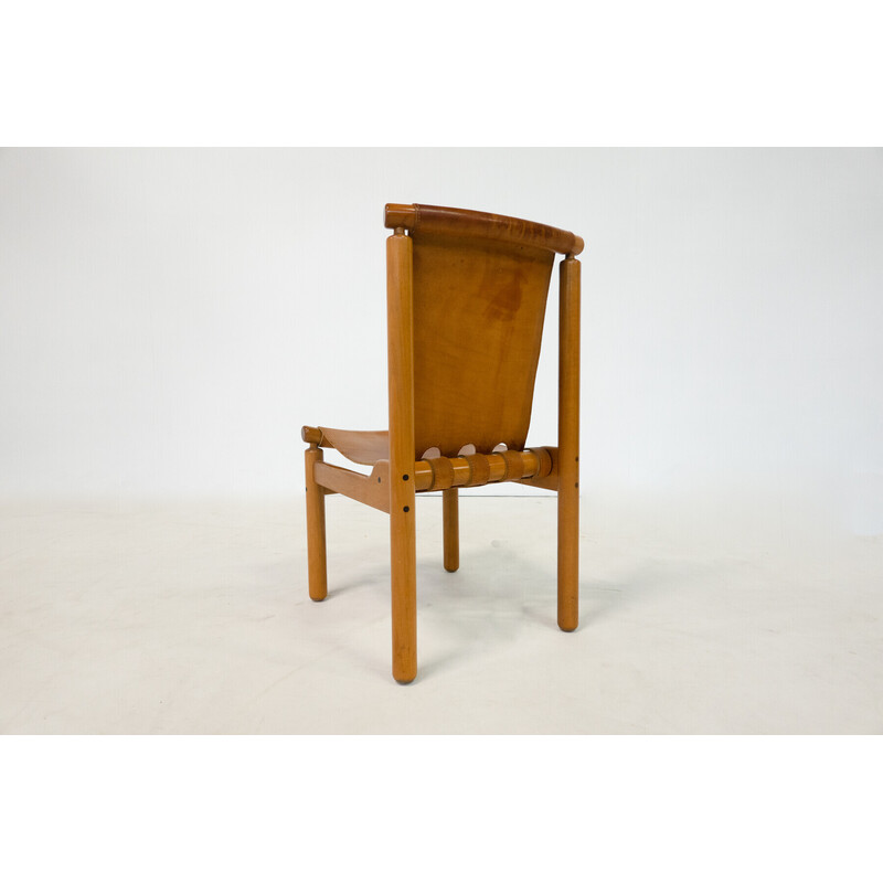 6 Esstischstühle aus Leder von Ilmari Tapiovaara für La Permanente Mobili Cantù, 1950er Jahre