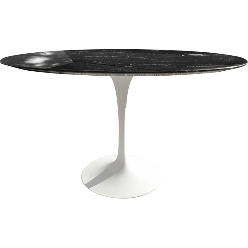 Black table in aluminium and marble by Saarinen edition Knoll International - 1990s