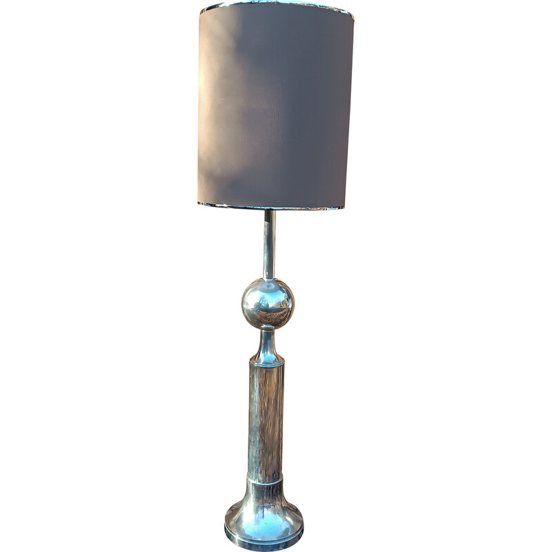 Vintage floor lamp in silvered bronze by Philippe Barbier, 1970s