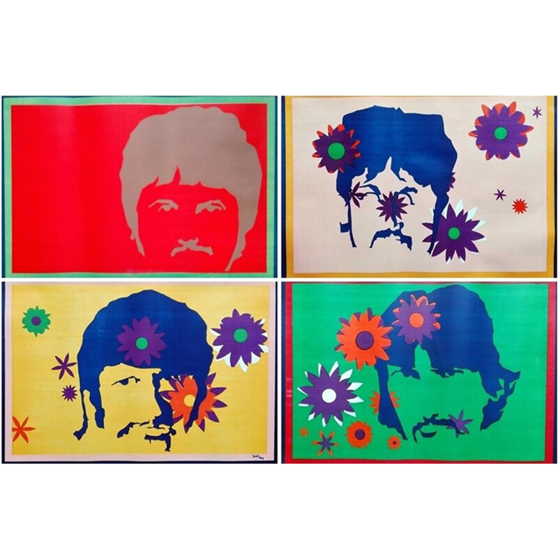 Set of 4 original vintage Beatles posters by Joachim, 1960