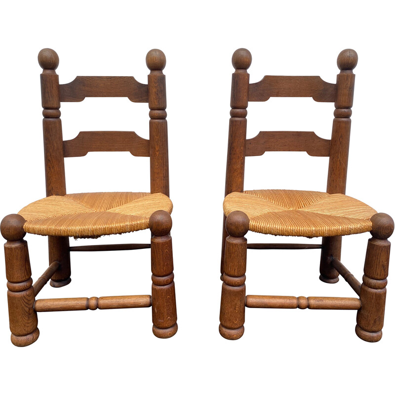 Pair of vintage low chairs by Charles Dudouyt, 1940