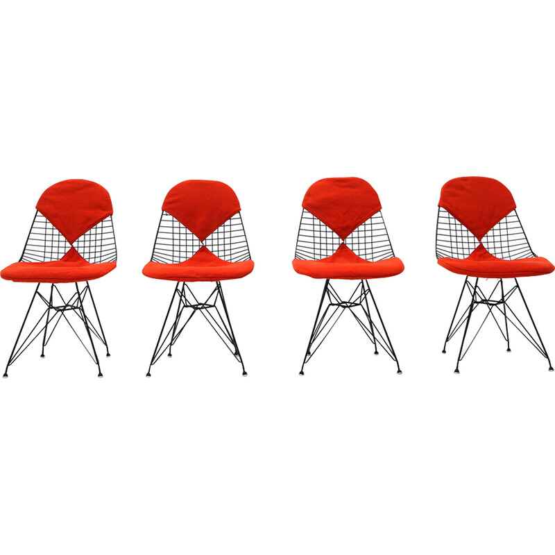 Set of 4 vintage "Wire Chair" chairs by Charles and Ray Eames for Herman Miller, 1970s