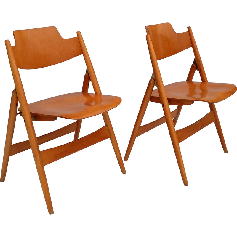 Pair of vintage Se18 folding chairs by Egon Eiermann for Wilde+Spieth, 1960s