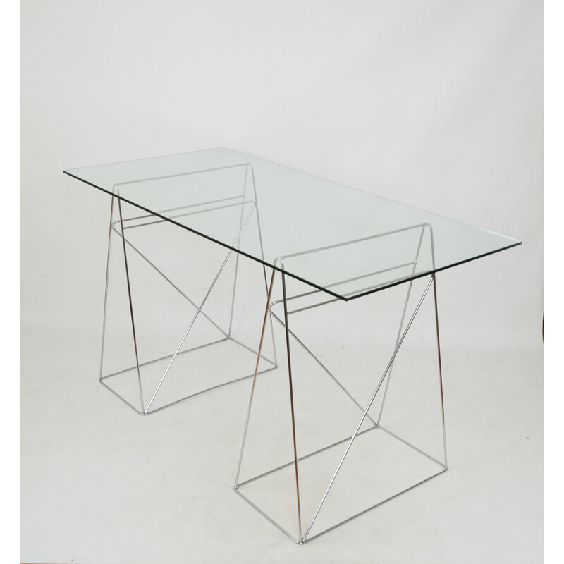 Modernist vintage glass desk, 1980s