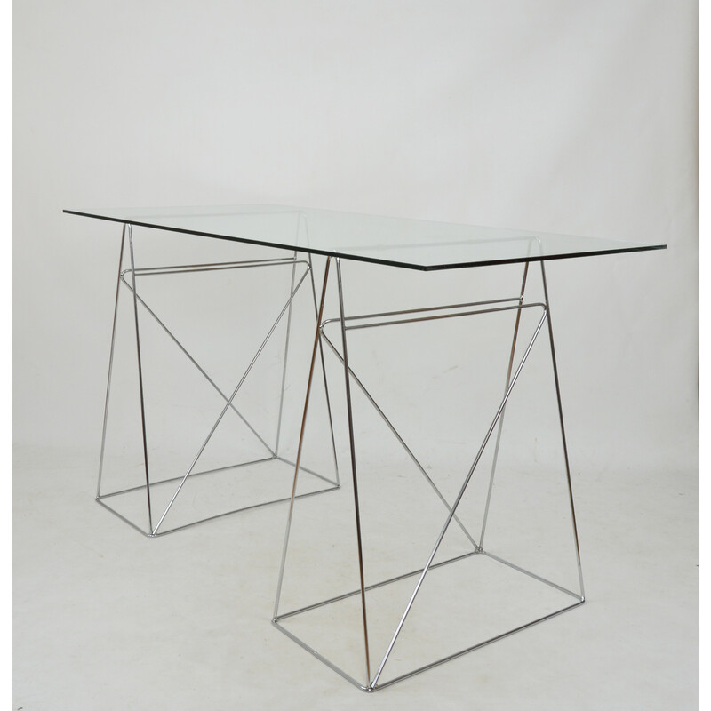 Modernist vintage glass desk, 1980s