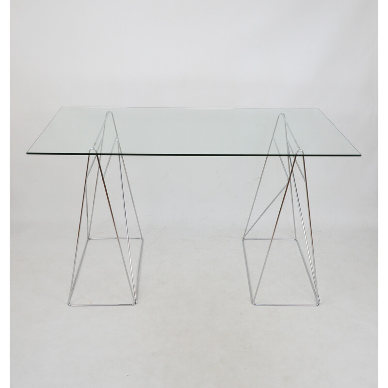 Modernist vintage glass desk, 1980s