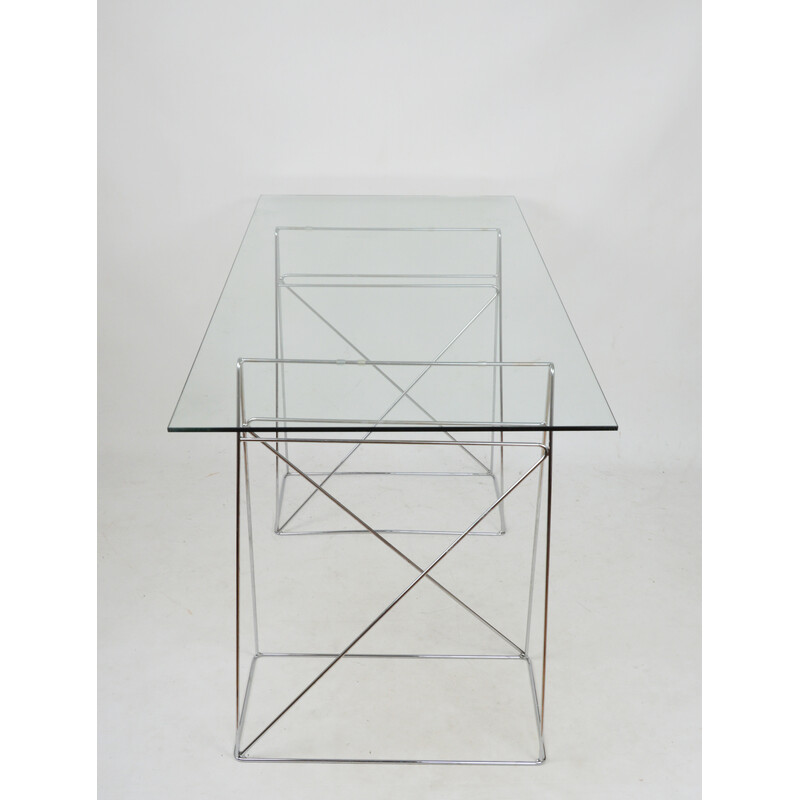 Modernist vintage glass desk, 1980s