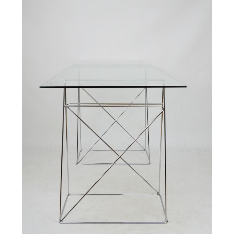 Modernist vintage glass desk, 1980s