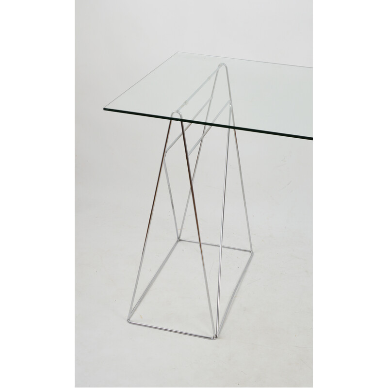 Mesa de vidro modernista, década de 1980