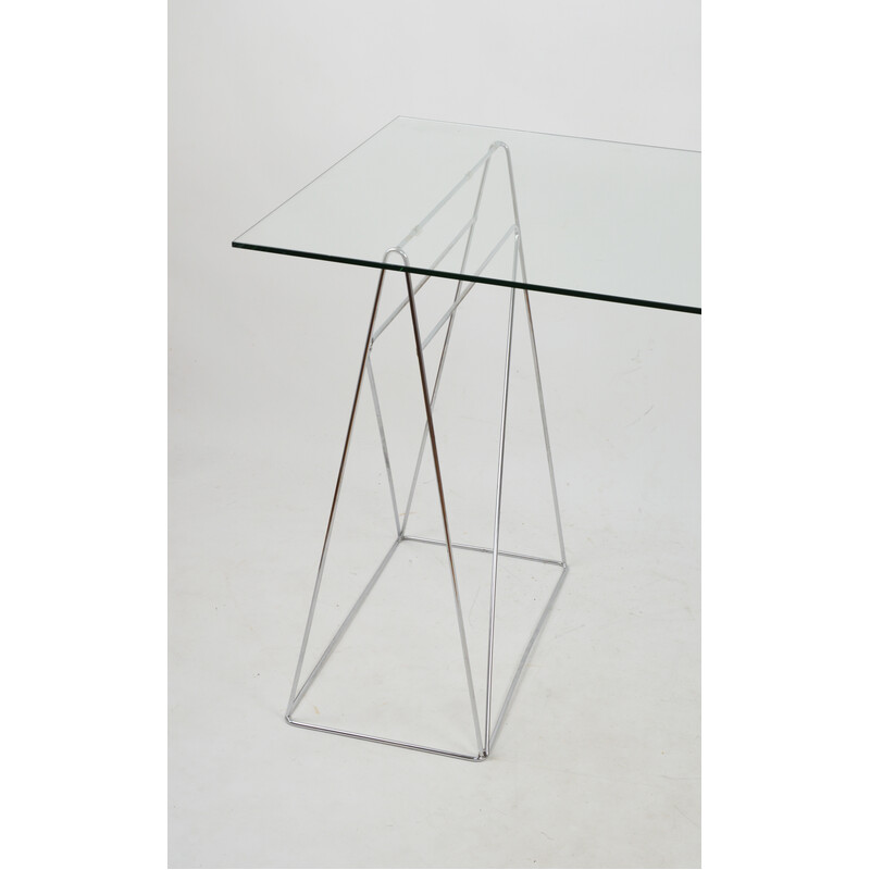 Modernist vintage glass desk, 1980s