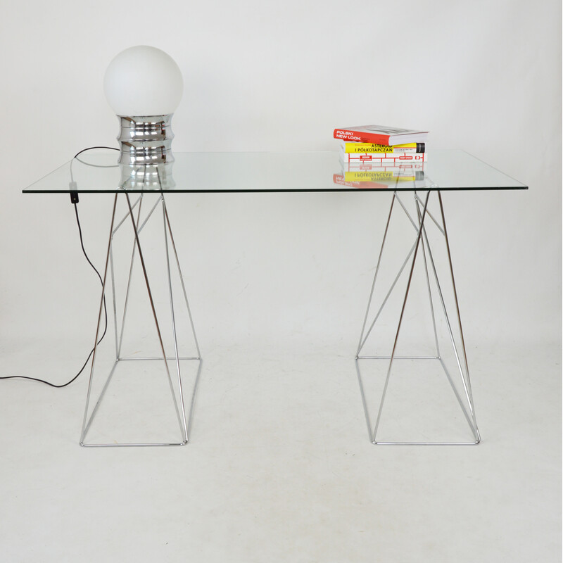 Modernist vintage glass desk, 1980s