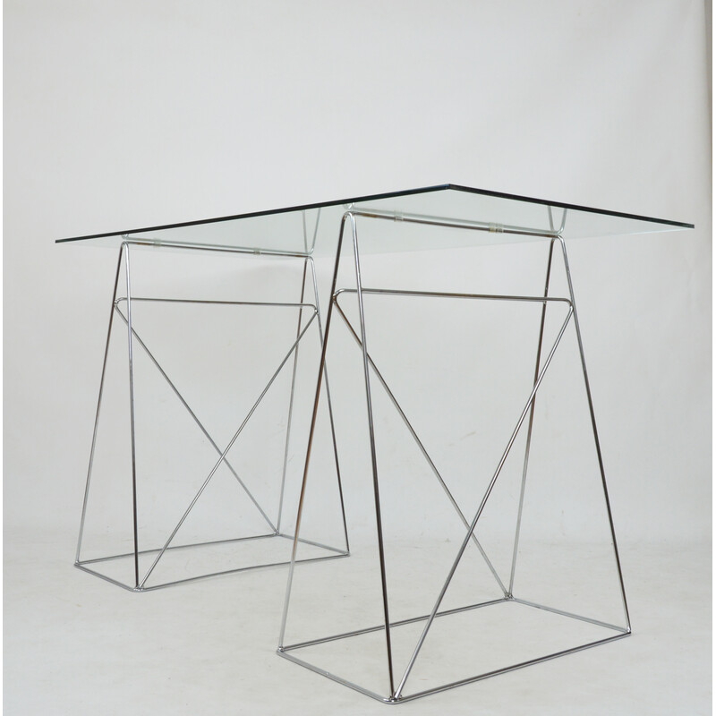 Mesa de vidro modernista, década de 1980