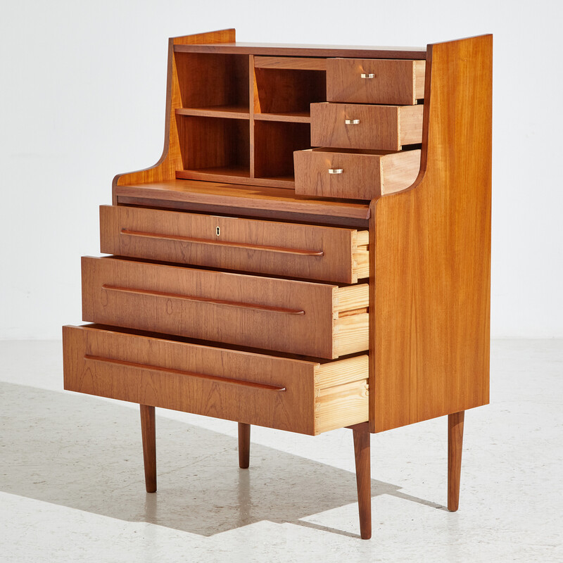 Vintage six-drawer teak secretary, Denmark