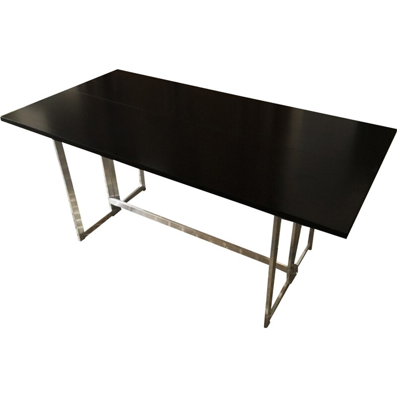 Black oak tray console - 1980s