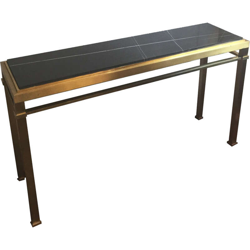 Black console in marble and brass - 1970s