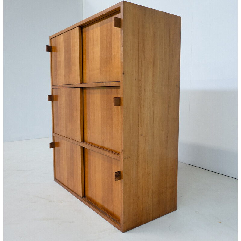 Mid-century wall unit in wood and leather by Florence Knoll, 1960s