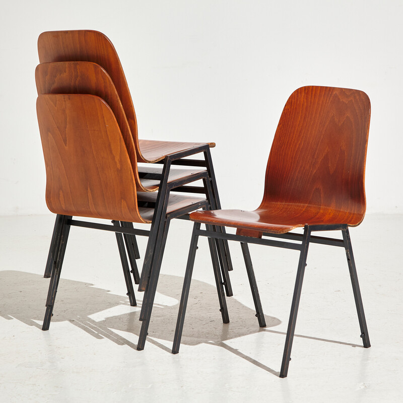 Stapelbarer Vintage-Stuhl aus Buchenholz, 1970er Jahre