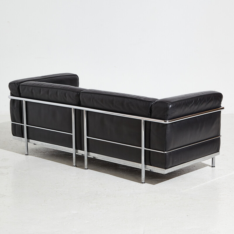 Canapé vintage en cuir deux places "Lc3" pour Cassina, 2000