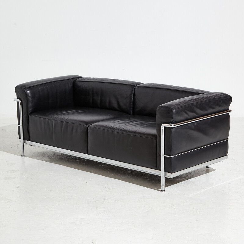 Vintage tweezits 'Lc3' leren bank voor Cassina, jaren 2000