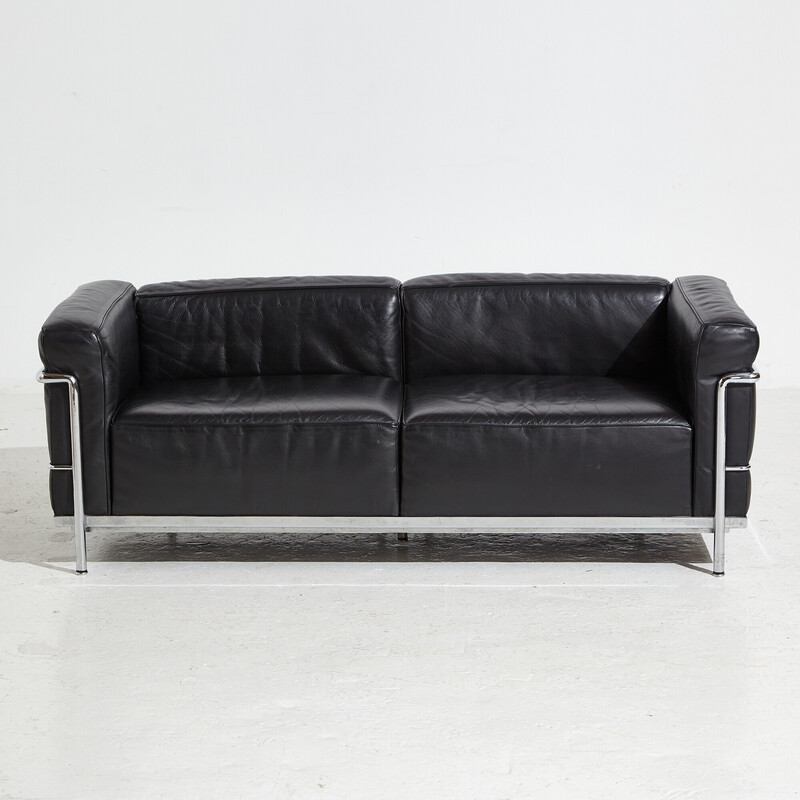 Canapé vintage en cuir deux places "Lc3" pour Cassina, 2000