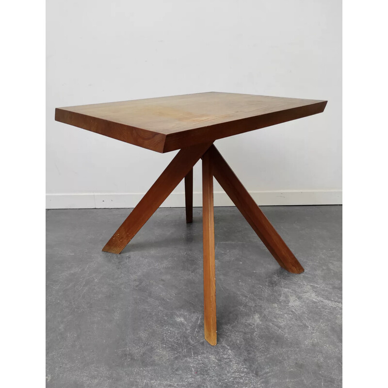Vintage elmwood table by Pierre Chapo, 1950