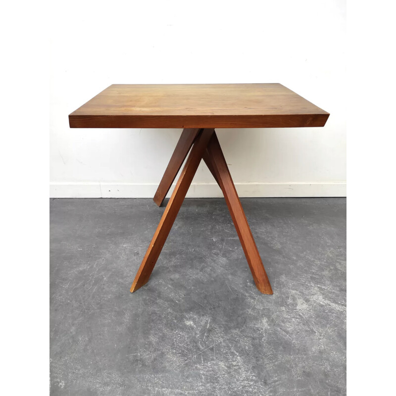 Vintage elmwood table by Pierre Chapo, 1950