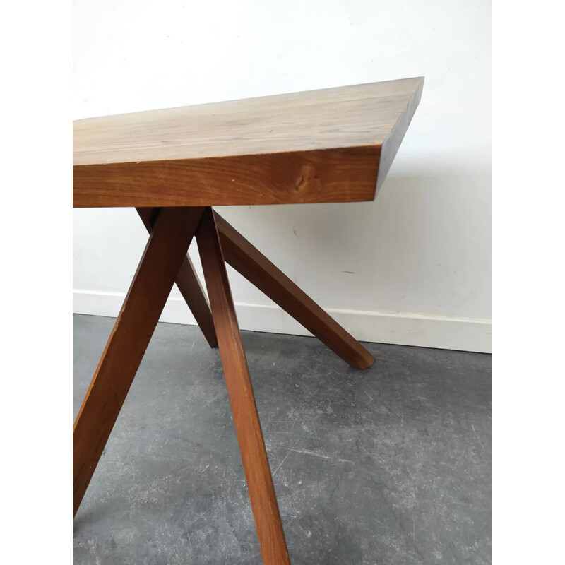 Vintage elmwood table by Pierre Chapo, 1950