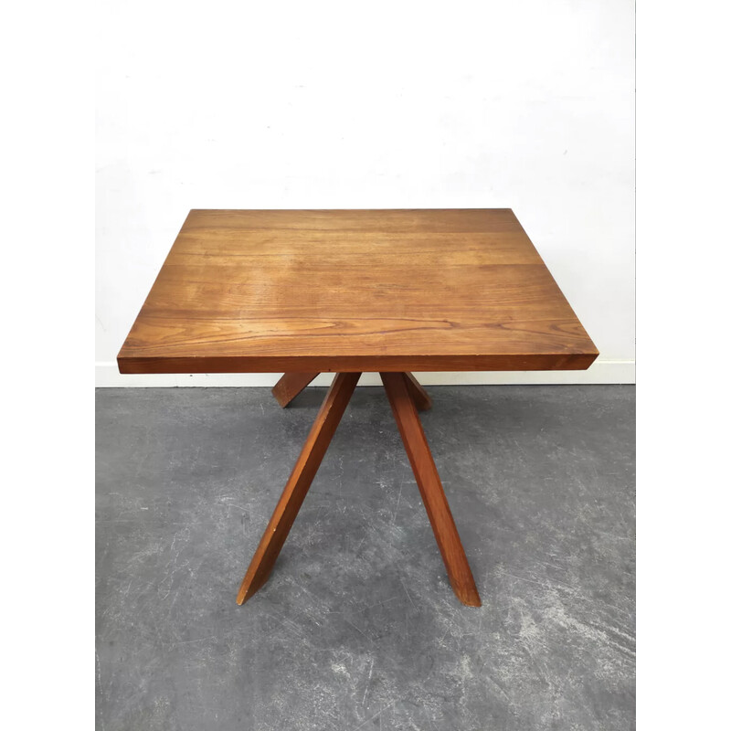 Vintage elmwood table by Pierre Chapo, 1950