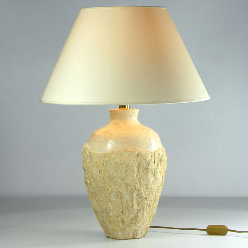Lampe de table vintage en travertin, 1980