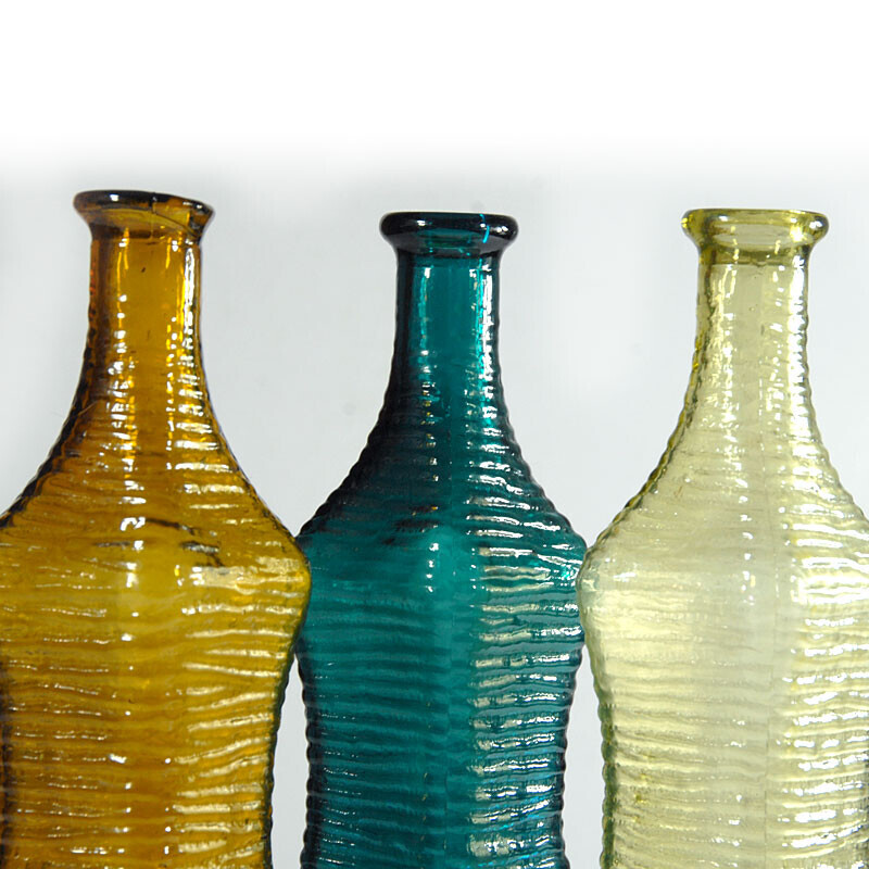 Conjunto de 3 garrafas de vidro vintage, Itália 1960