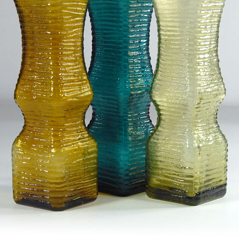 Set of 3 vintage glass bottles, Italy 1960