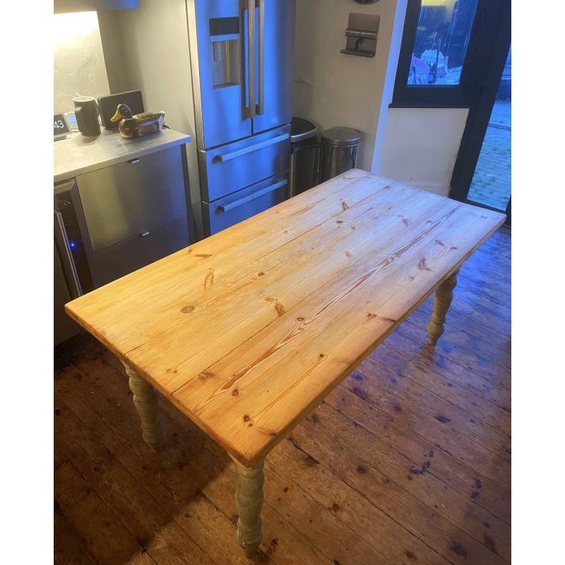 Vintage pine and oakwood table, France 1889