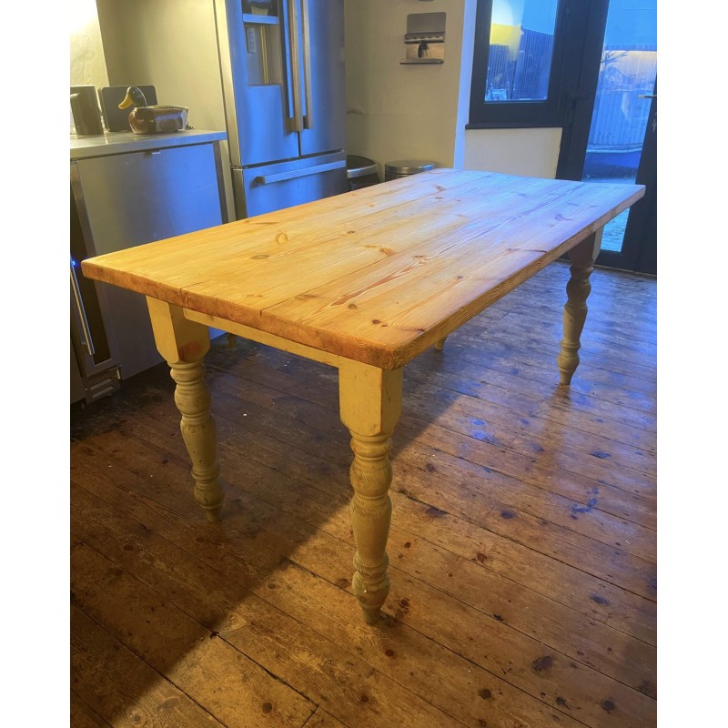 Vintage pine and oakwood table, France 1889