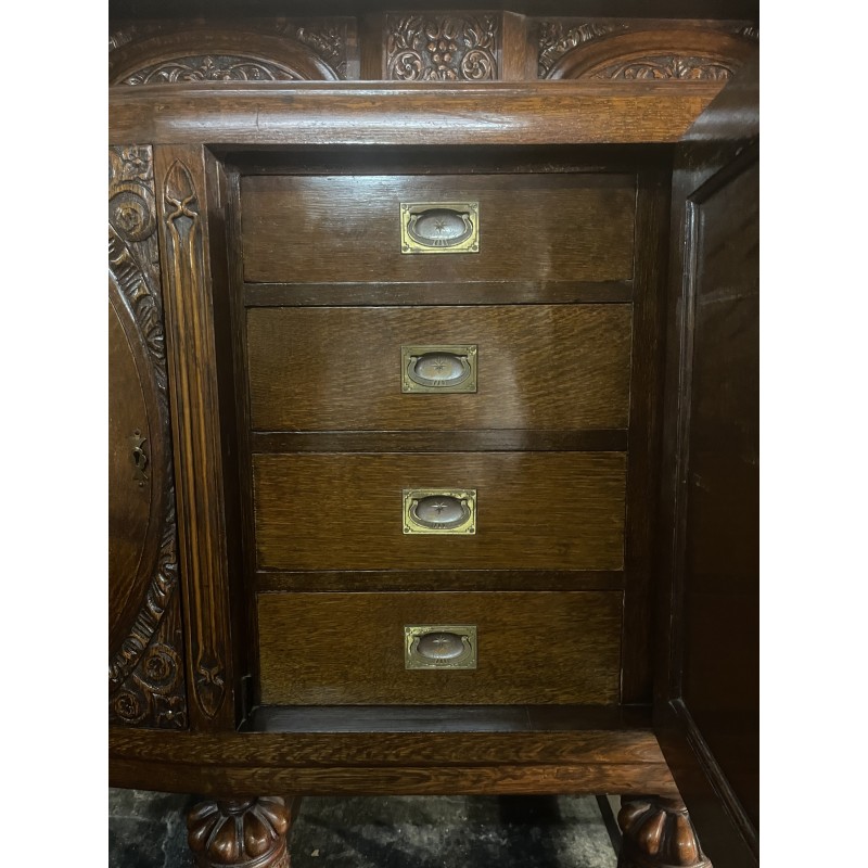 Vintage Eichenholz Highboard, Großbritannien 1910