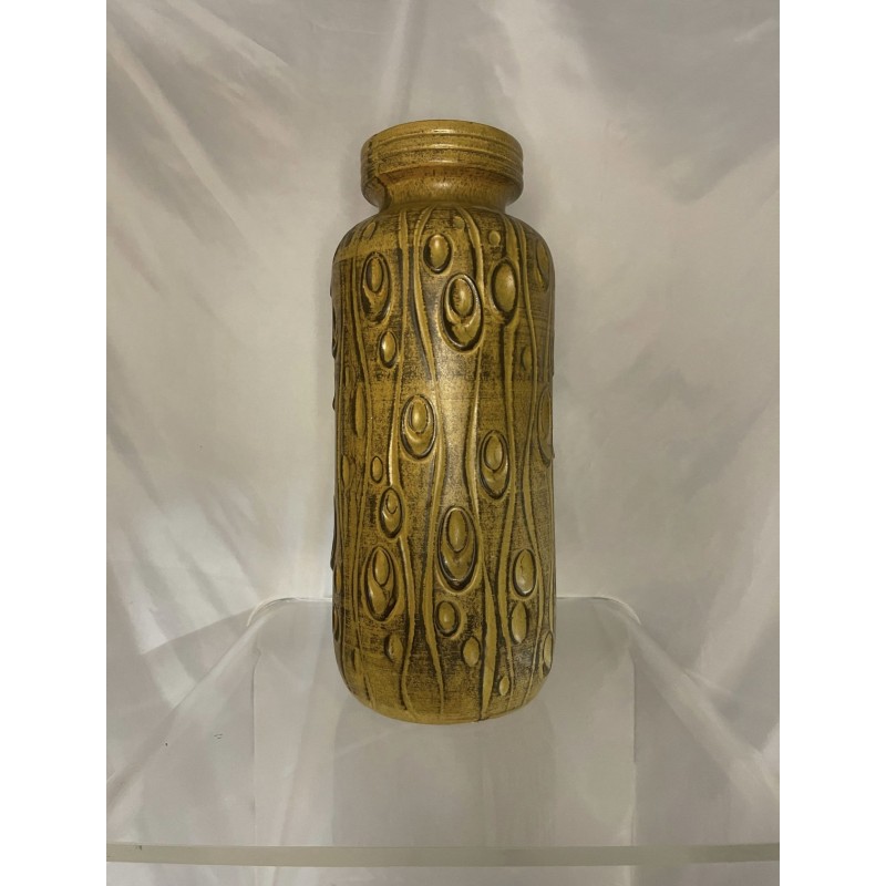 Jarrón vintage de cerámica dorada incisa de Scheurich Keramic, Alemania Occidental, 1960
