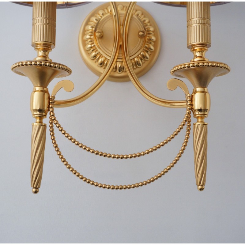 Pair of vintage Sciolari wall lamps in gilt brass, 1960