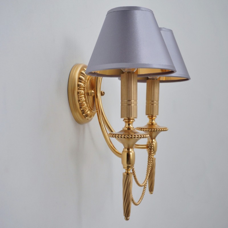 Coppia di lampade da parete Sciolari vintage in ottone dorato, 1960