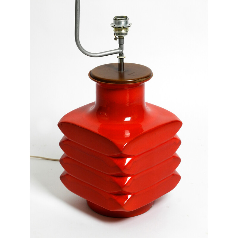 Lámpara de pie vintage de cerámica roja Space Age, años 60